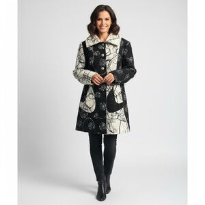 Stylish Parkhurst Cream $ Black Women's Car Coat L